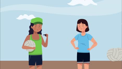animación de personajes deportivos de entrenadoras