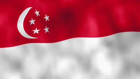 Animación-De-Primer-Plano-De-La-Bandera-Nacional-De-Singapur,-Ondeando-En-Pantalla-Completa