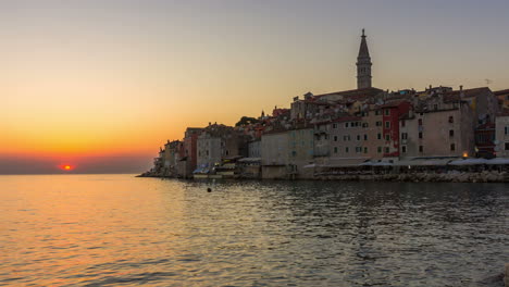 time lapse sunset at rovinj, croatia