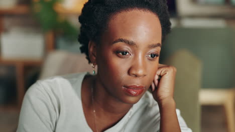 close-up portrait of a pensive african american woman