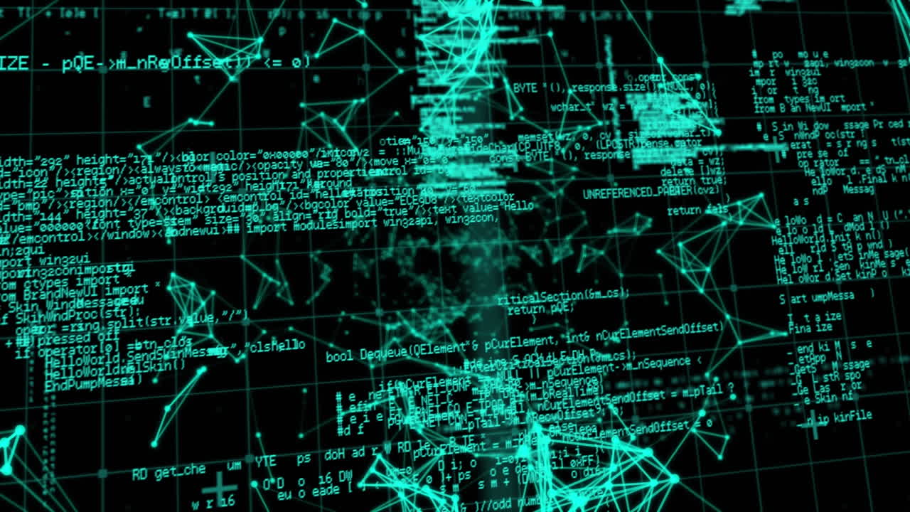 red de conexiones y procesamiento de datos sobre fondo negro