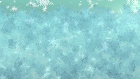 animation of snow and frost on blue background