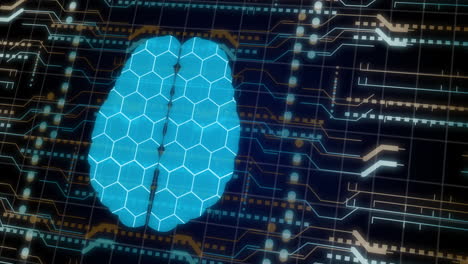 animación del cerebro y los puntos a través de la red de conexiones.