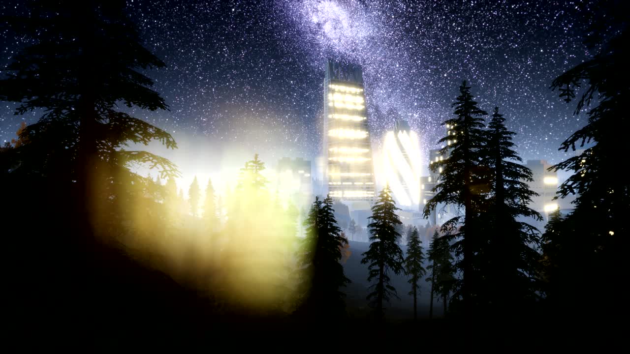 밤에 도시 초고층 건물