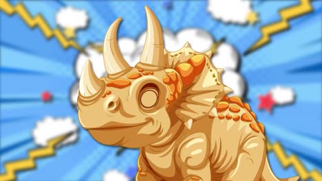 dinosaurio de dibujos animados con efectos de fondo de estilo cómic