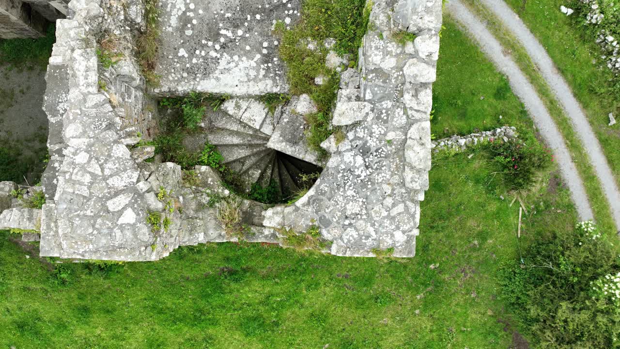 irish Castles circular stairway from above Leamenah castle ruins in co Clare Ireland epic Landscapes and Locations