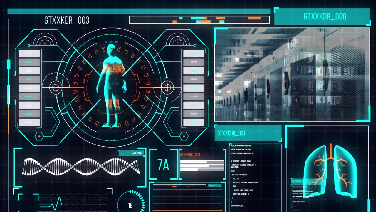 animación del procesamiento de datos médicos a través de servidores informáticos