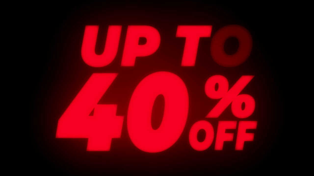 hasta un 40% de descuento en el ciclo promocional de pantalla parpadeante de texto.