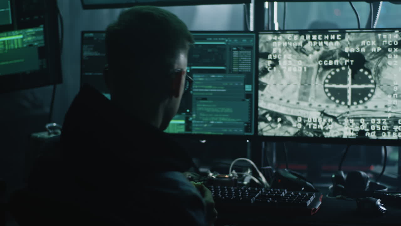 Hacker in a dark room