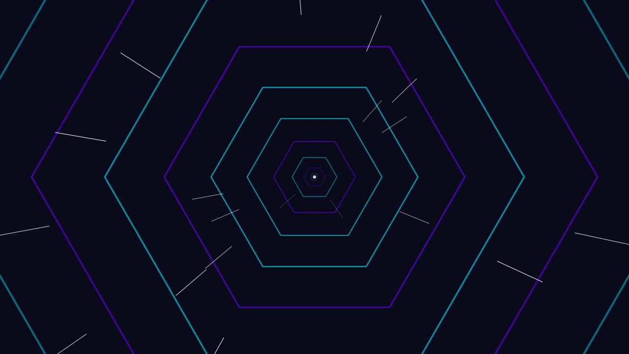 Abstract Motion Background with Pulsing Neon Hexagons