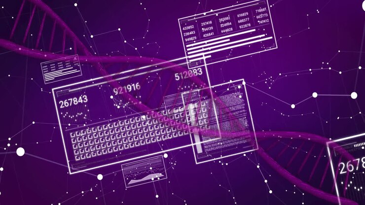 Animation of dna strand over data processing