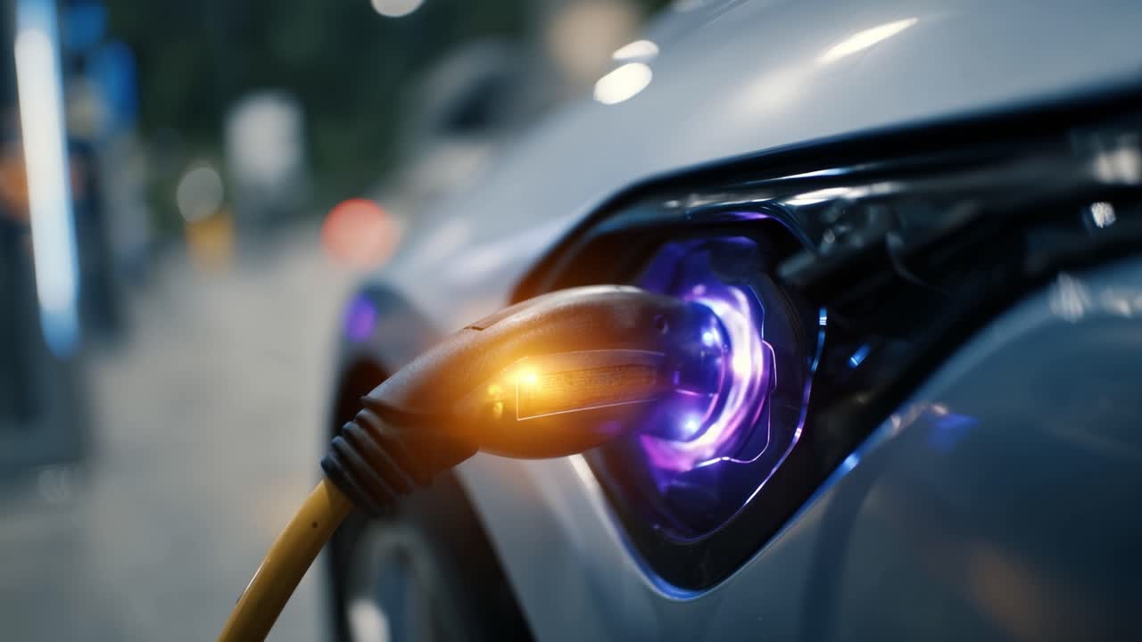 Halka Açık Bir Şarj İstasyonunda Elektrikli Araba Şarjı
