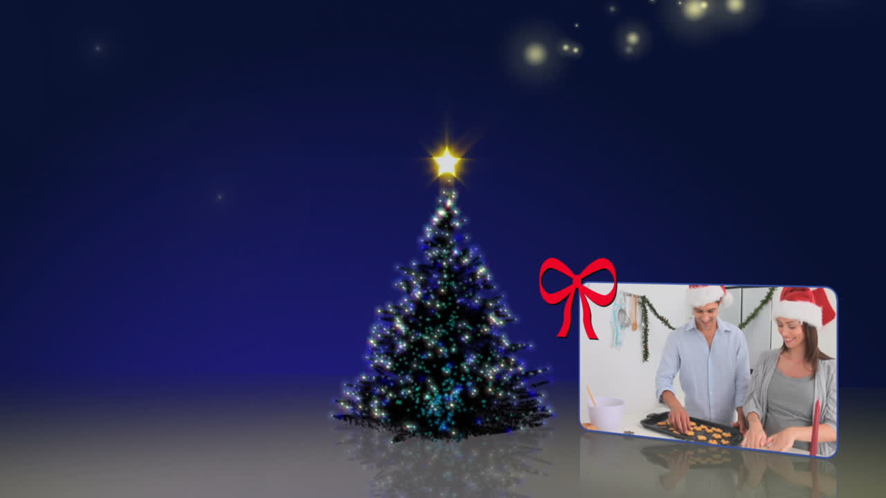 animación de árbol de navidad con personas