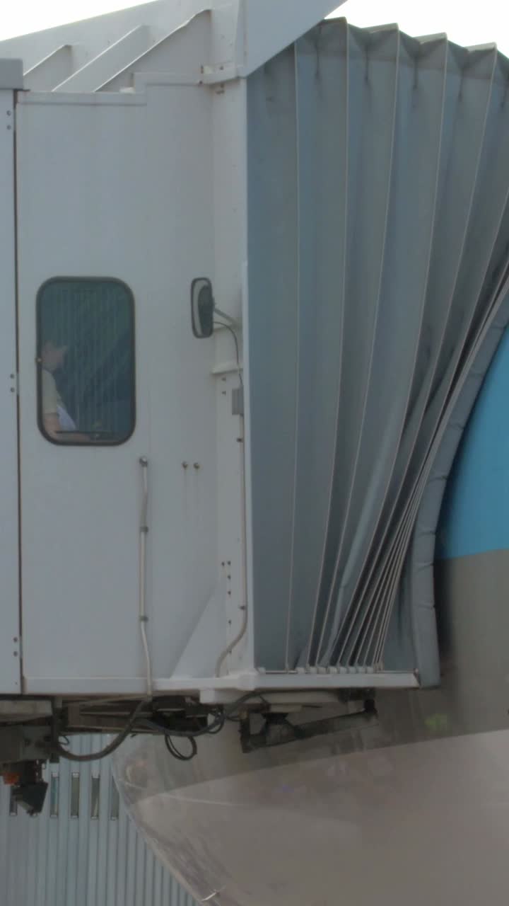 Jet bridge connected to an airplane