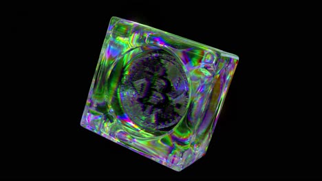 iridescent bitcoin cube