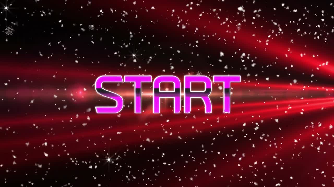 animación del texto de inicio sobre senderos de luz y nieve sobre fondo negro