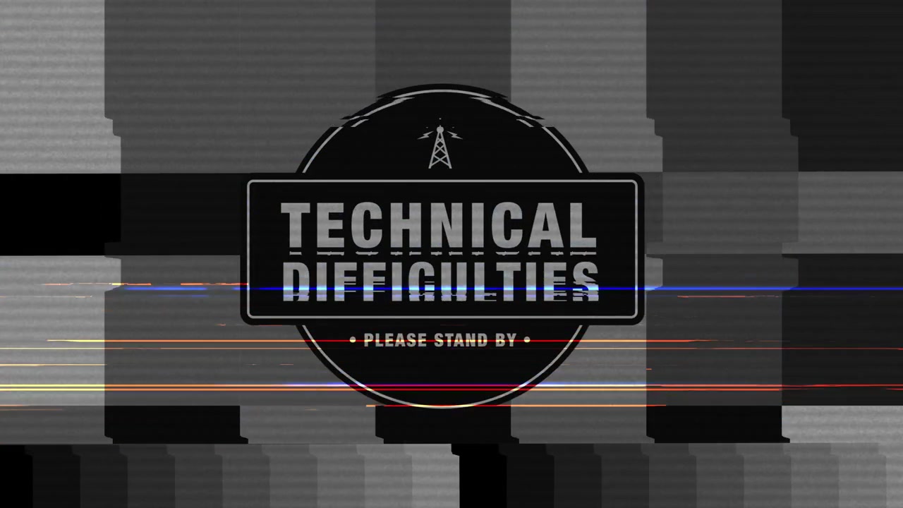 Messaggio di Difficoltà Tecniche con Effetti Glitch e Statici