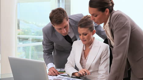 business team working with a laptop