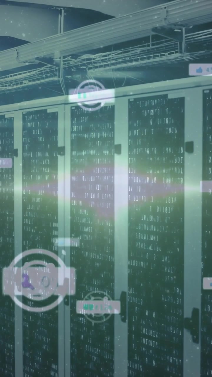 Processing data animation over server racks in technology facility environment
