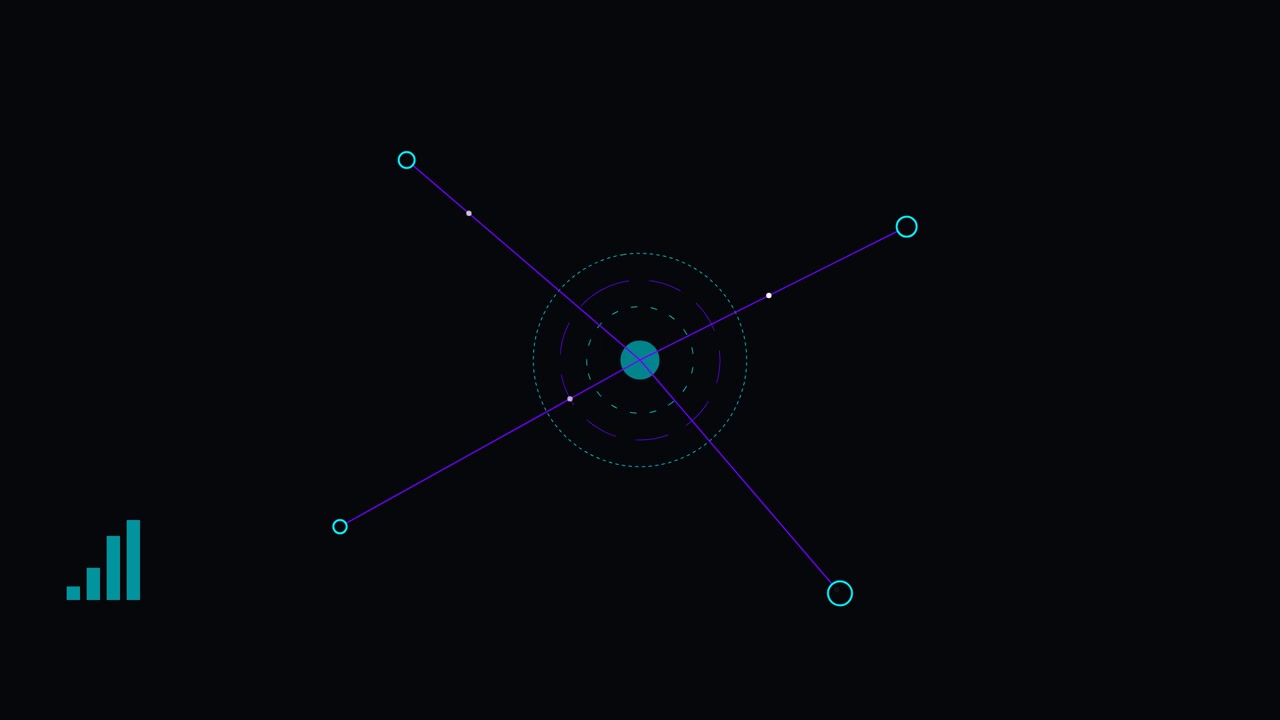 Abstract Digital Network Node Animation with Animated Bar Graph