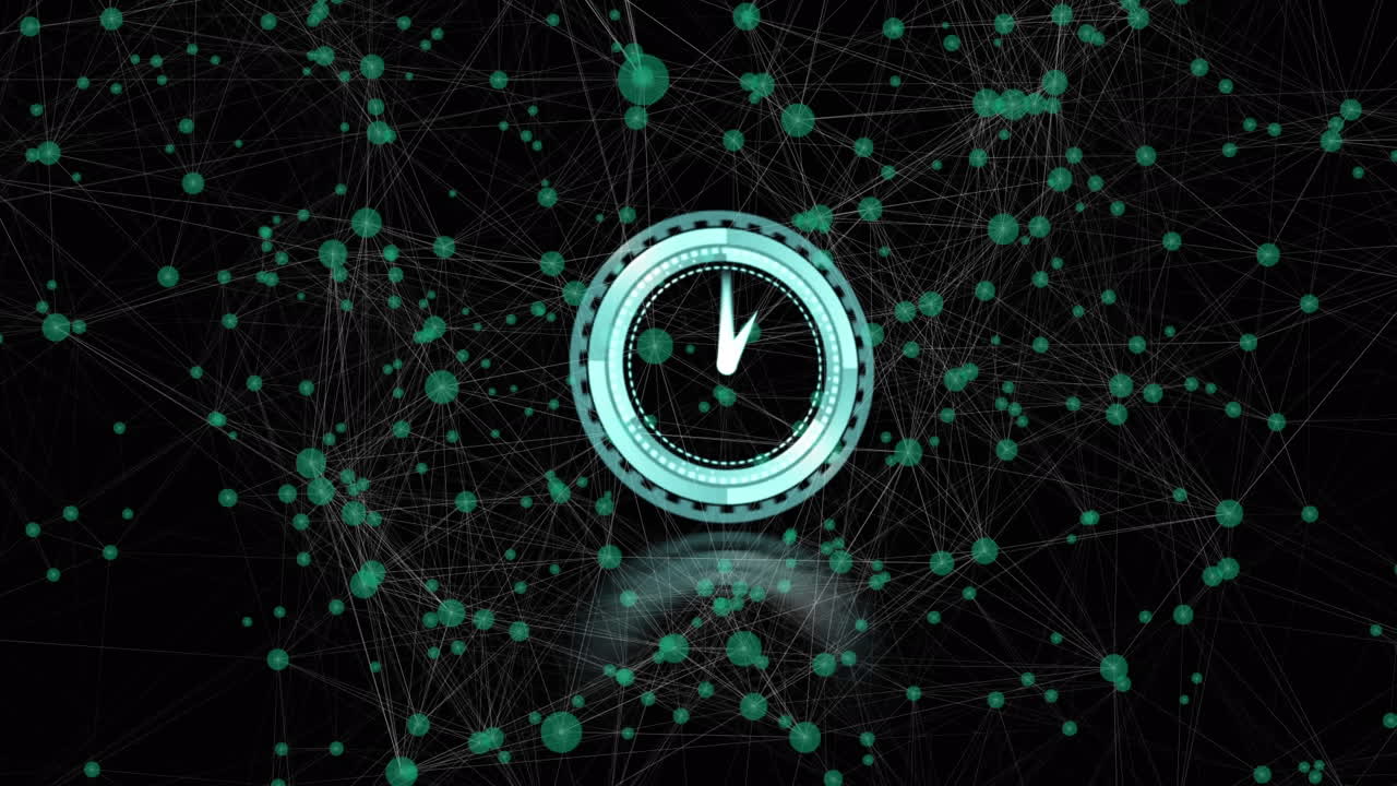 Animation of clock ticking over network of connections