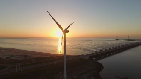 Aus-Der-Luft:-Das-Oosterschelde-sturmflutwehr-Und-Windturbinen-In-Den-Niederlanden