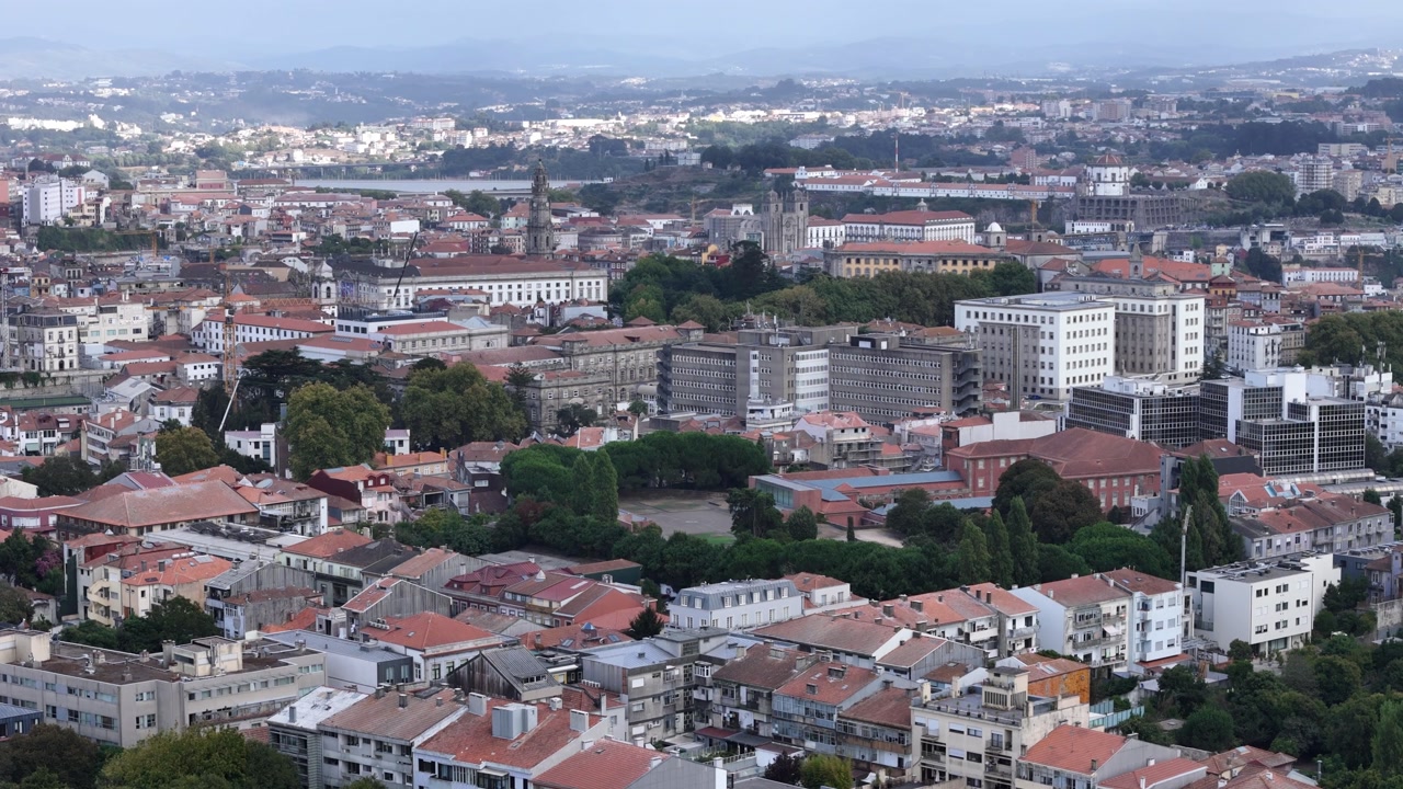Aerial view of Porto city center buildings