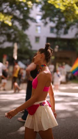 young woman at pride parade