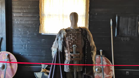 medieval viking warrior clothes costume. zoom in shot