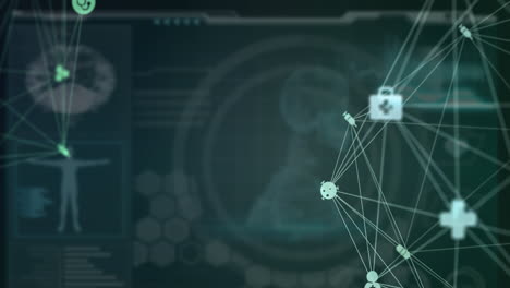 globo de iconos digitales contra la interfaz médica
