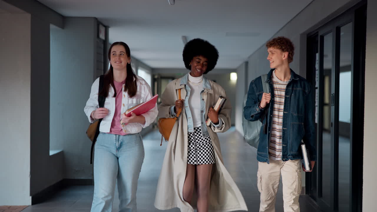 Studenti che camminano nel corridoio di una scuola