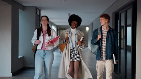 students walking in a school hallway