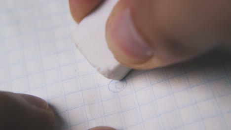 man-fingers-use-eraser-to-remove-picture-from-paper-macro
