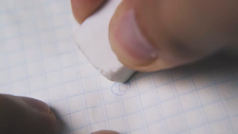 man fingers use eraser to remove picture from paper macro