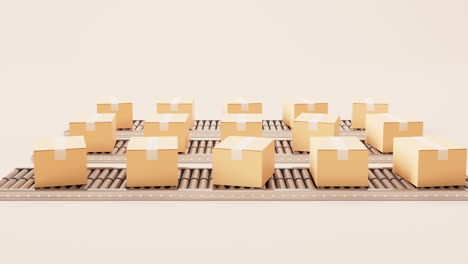 packaging box and conveyor belt, 3d rendering.