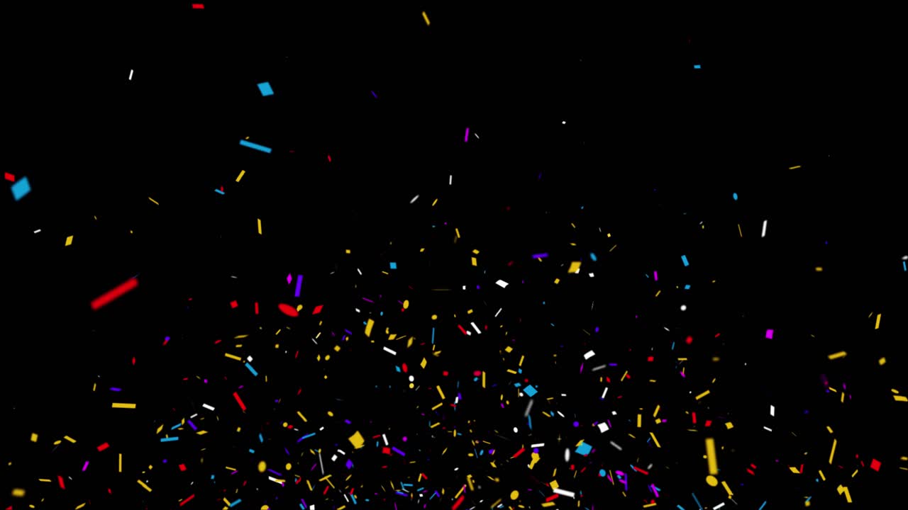 Animation colorful glitter confetti falling popper explosion particles 4k loop animation over green