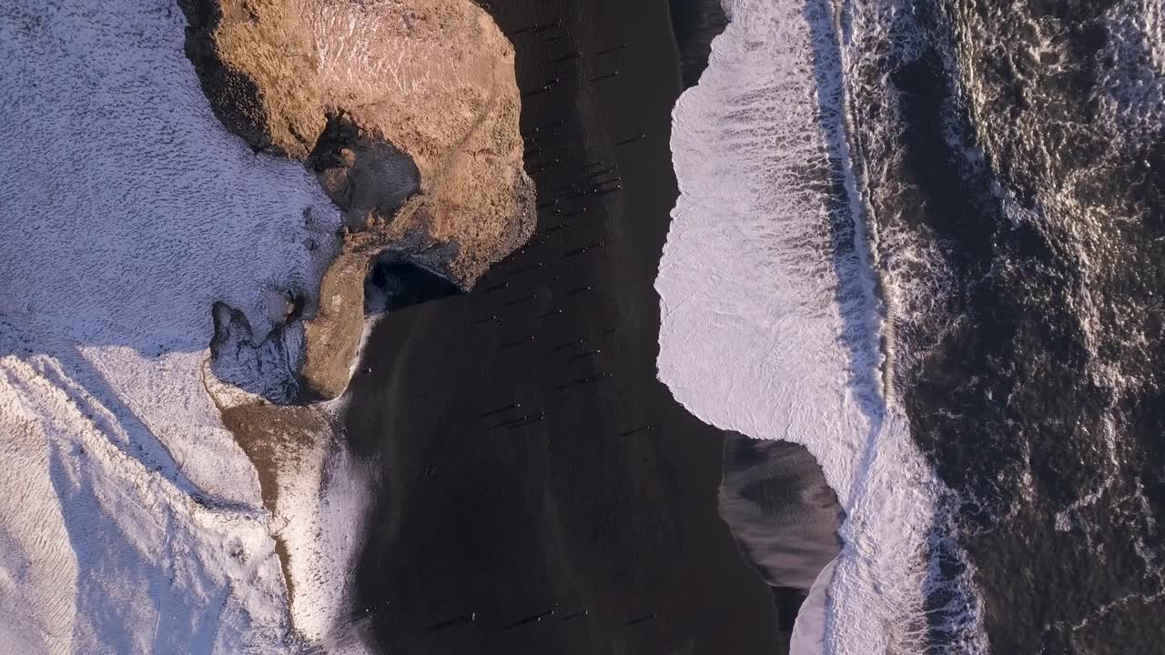Aerial view of Reynisfjara Black Sand Beach