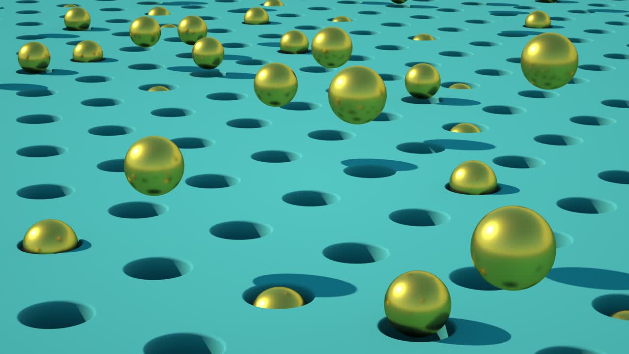 círculo minimalista esferas doradas fondo abstracto geométrico animación de renderizado 3d