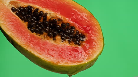 close-up of a papaya slice