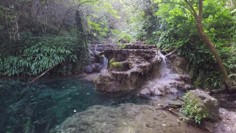 multilayered waterfalls on a spring day