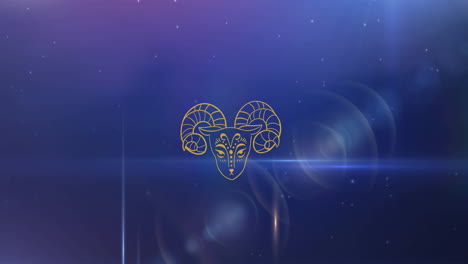 animation of aries star sign symbol over glowing stars