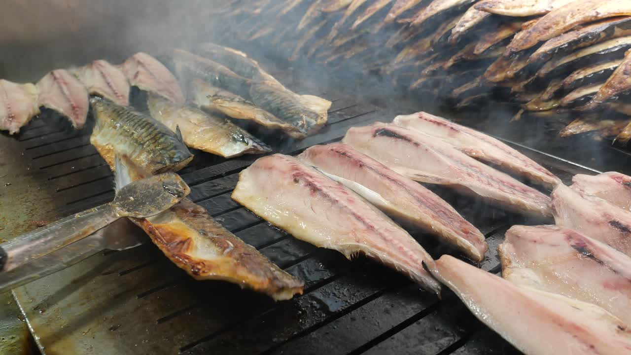 Grilled Mackerel Fish Being Prepared
