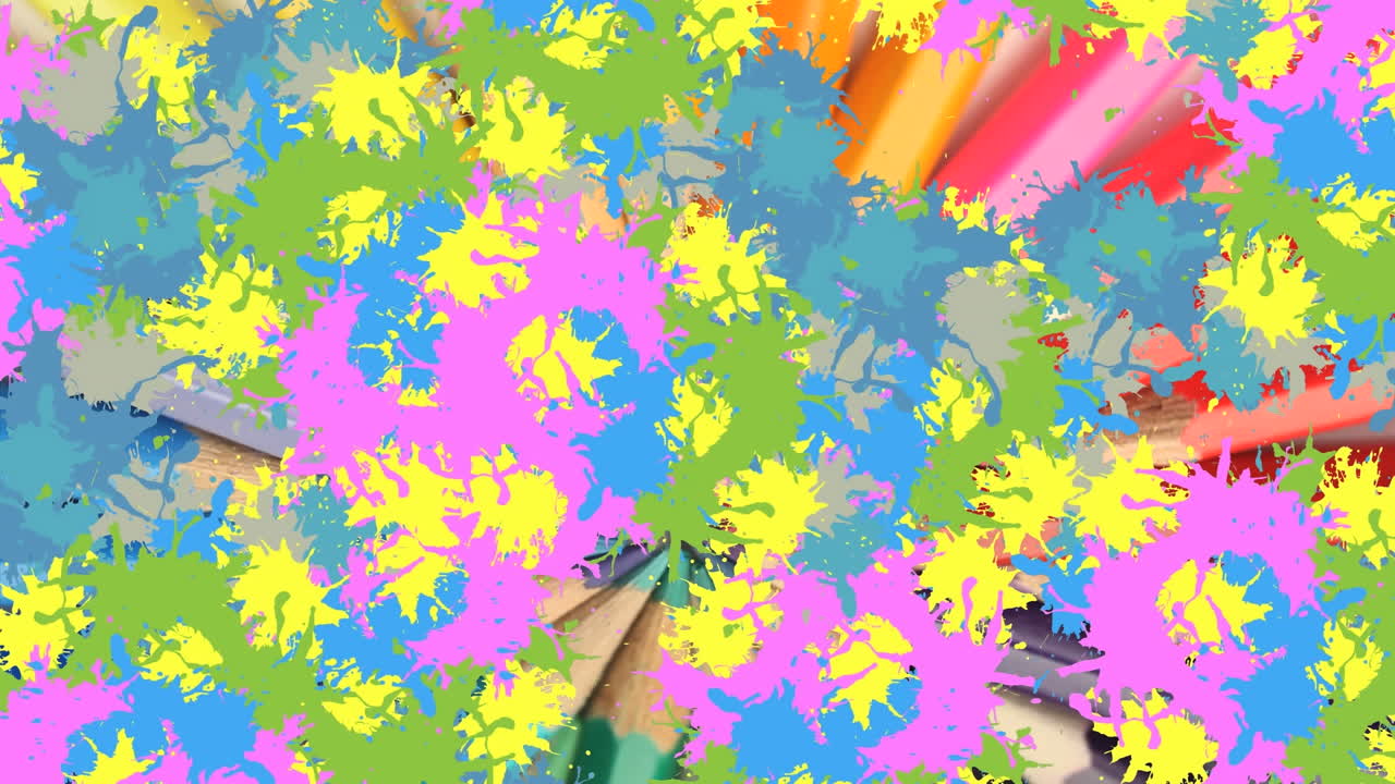 크레이온 위 에 있는 다채로운 점 들 의 애니메이션