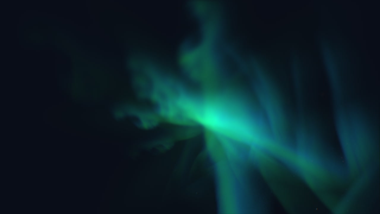 místicas nubes azules y verdes en el profundo espacio negro