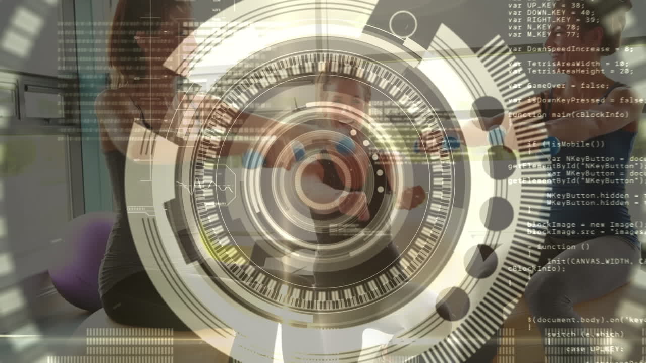 animación de la exploración del alcance sobre las personas que hacen ejercicio