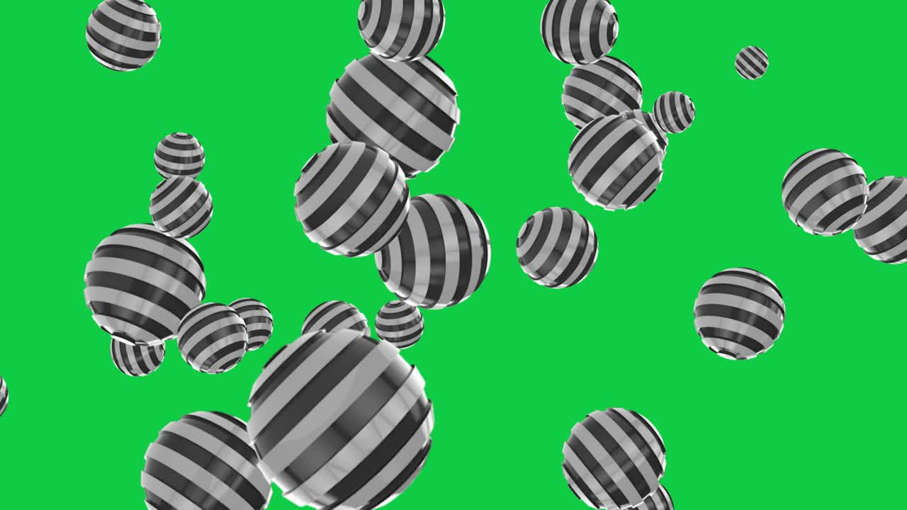 Advancing balls - Many balls spinning around and moving forward - Abstract colorfull spheres animation - 4K Abstract geometric shapes frame, Clean Abstract Particle Frame Loopable Green Chroma key Background,