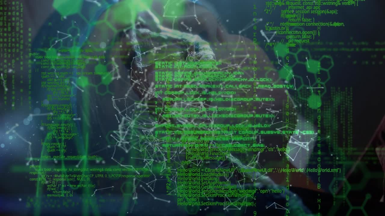 Animatie van draaiende DNA-streng en gegevensverwerking over vrouwen