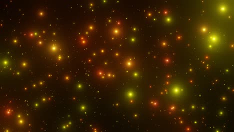 bucle de brillo dorado brillante lanzado hacia arriba, iluminado por luces rojas y verdes brillantes frente a un fondo negro, 4k