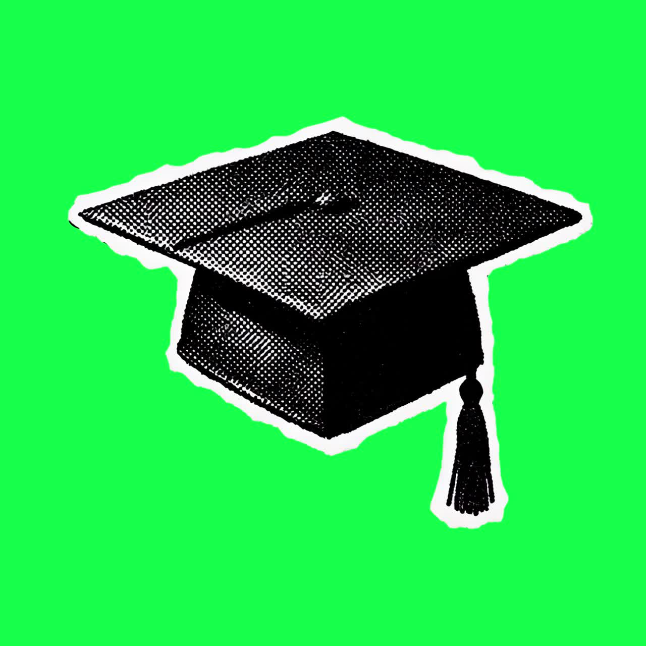 Animazione di un cappello da laurea, video 4K trasparente, green screen