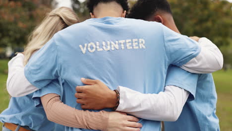 volunteers hugging together